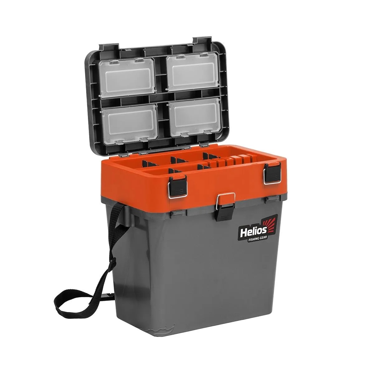 Ящик рыболовный зимний HELIOS 19 л (2 секции) (серый/оранжевый)