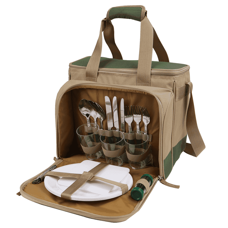 Сумка-холодильник с набором посуды АРКТИКА 4100-3 (3 персоны) (зеленый, без рисунка)
