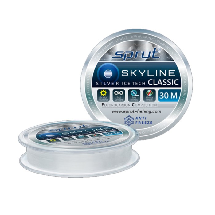 Леска SPRUT Skyline Fluorocarbon Composition Classic (Silver, 0.105 мм, 1.95 кг, 30 м)