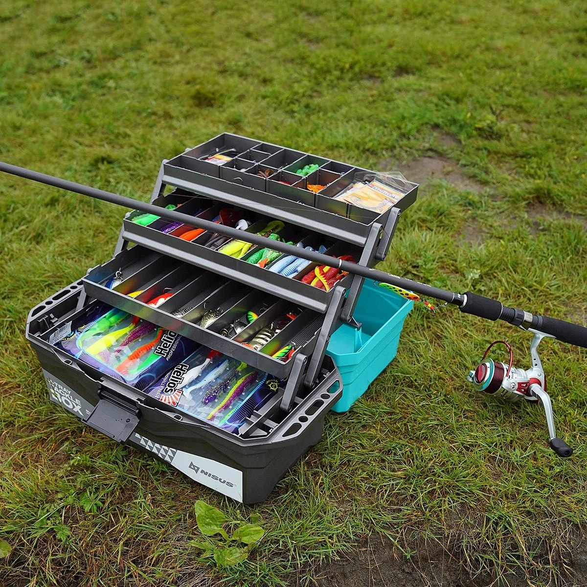 Ящик рыболовный NISUS Tackle Box (3 полки) (бирюзовый)