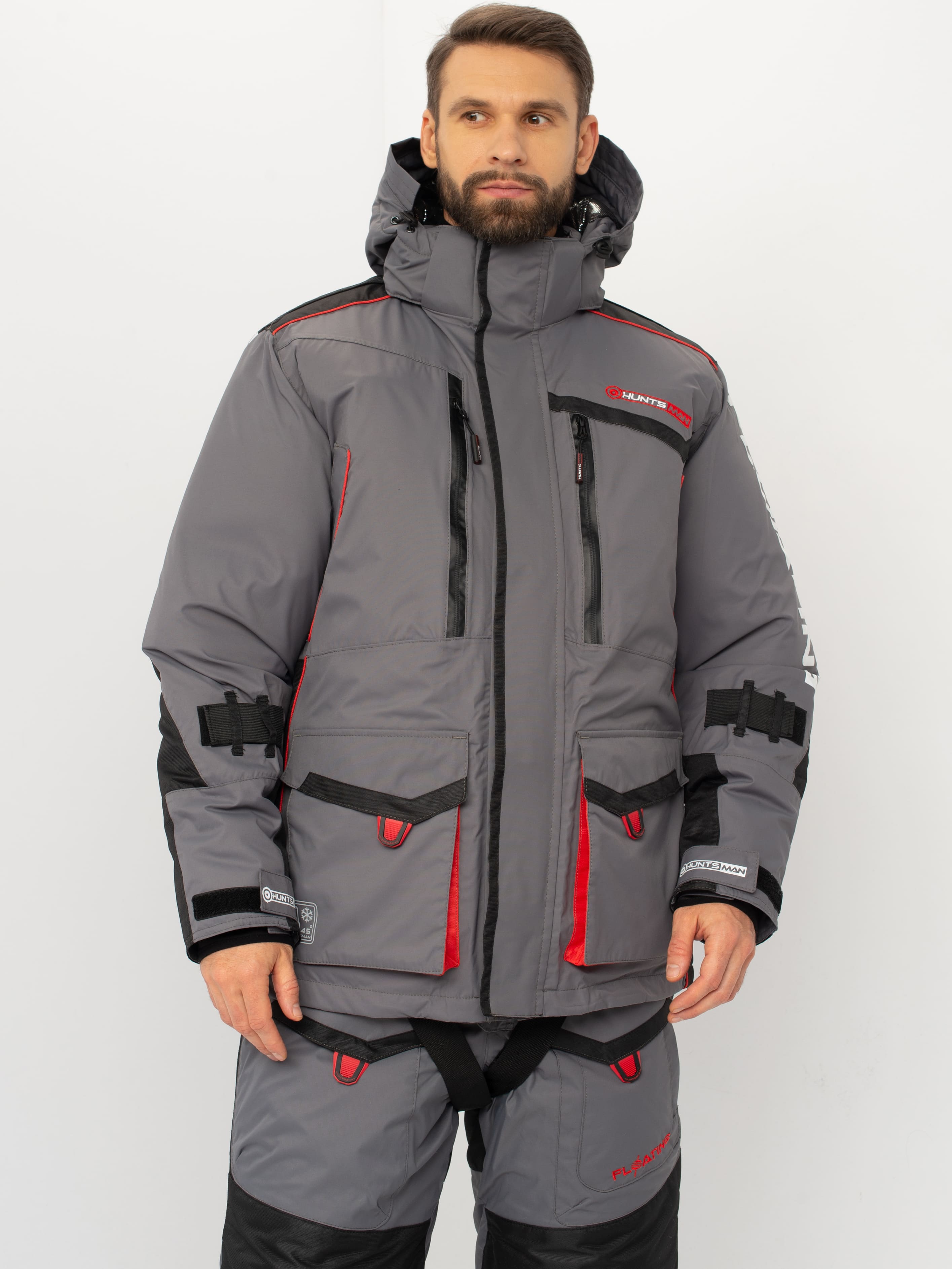 Костюм зимний HUNTSMAN Siberia Поплавок (Breathable) (52-54, серый/чёрный)