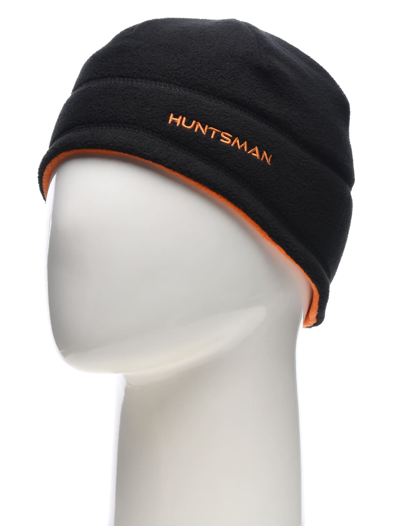 Шапка флисовая двухсторонняя HUNTSMAN (56-58, чёрный/оранжевый)