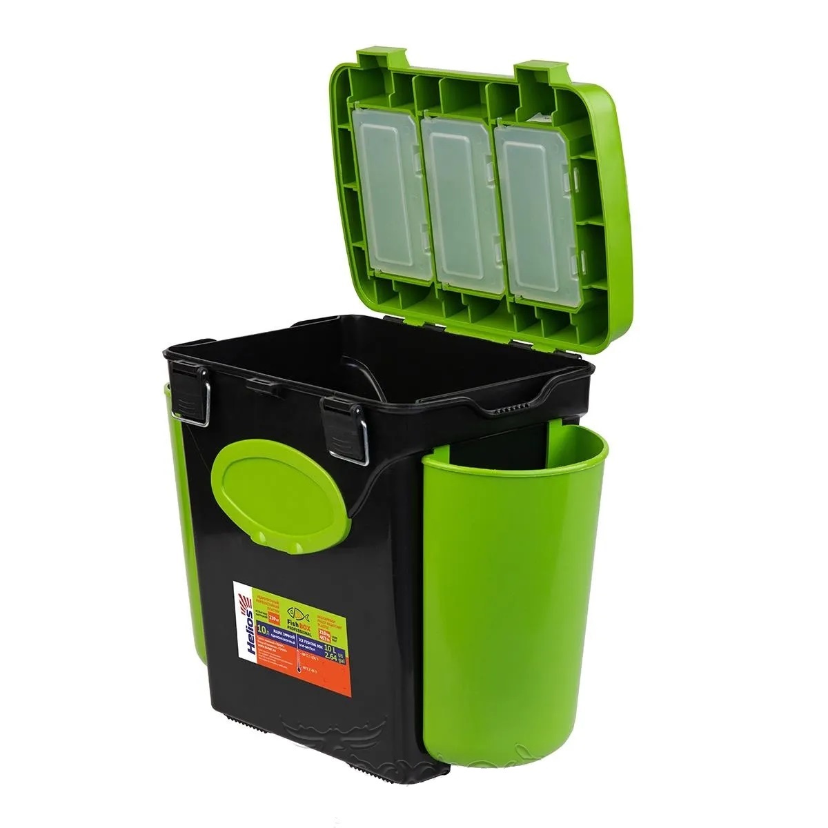 Ящик рыболовный зимний HELIOS FishBox 10 л (1 секция) (зеленый)