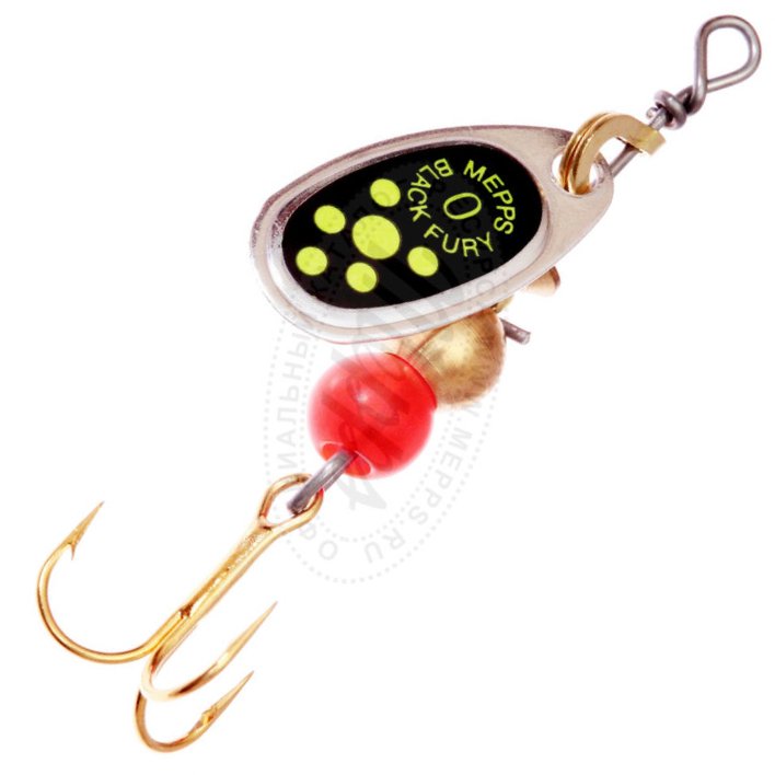 Блесна MEPPS Comet Black Fury (№0 (2 г), AG/CH (серебро/зеленые точки))